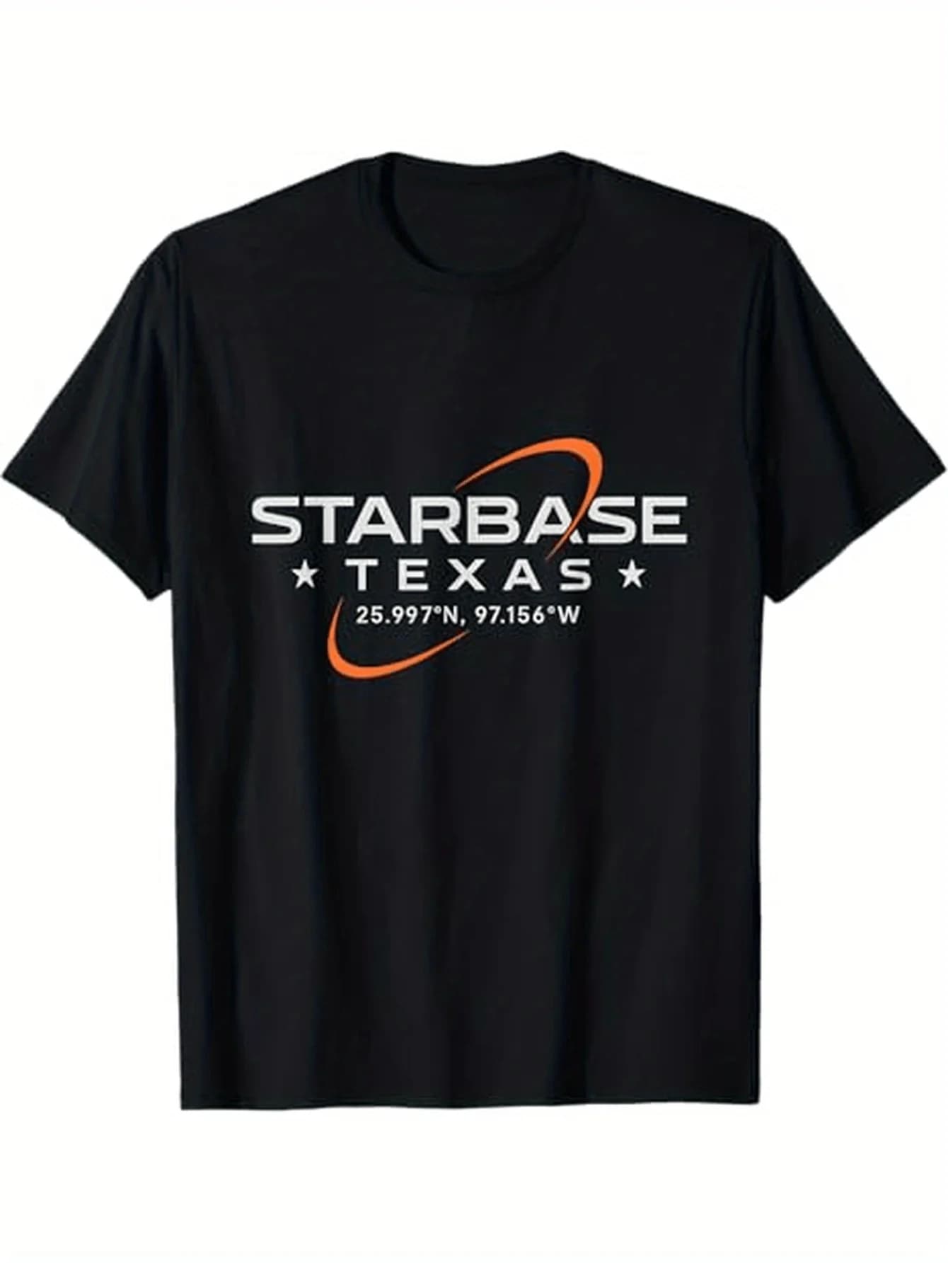 Texas Coordinates Shirt Boca Chica Starbase Minimal Science T-Shirt 100% Cotton O-Neck Short Sleeve Summer Casual Mens T-shirt