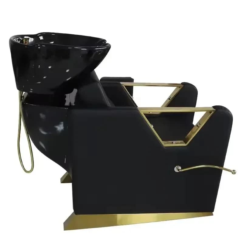 Shampoo bed barber shop special semi-lying flush bed ceramic basin hair salon shampoo bed