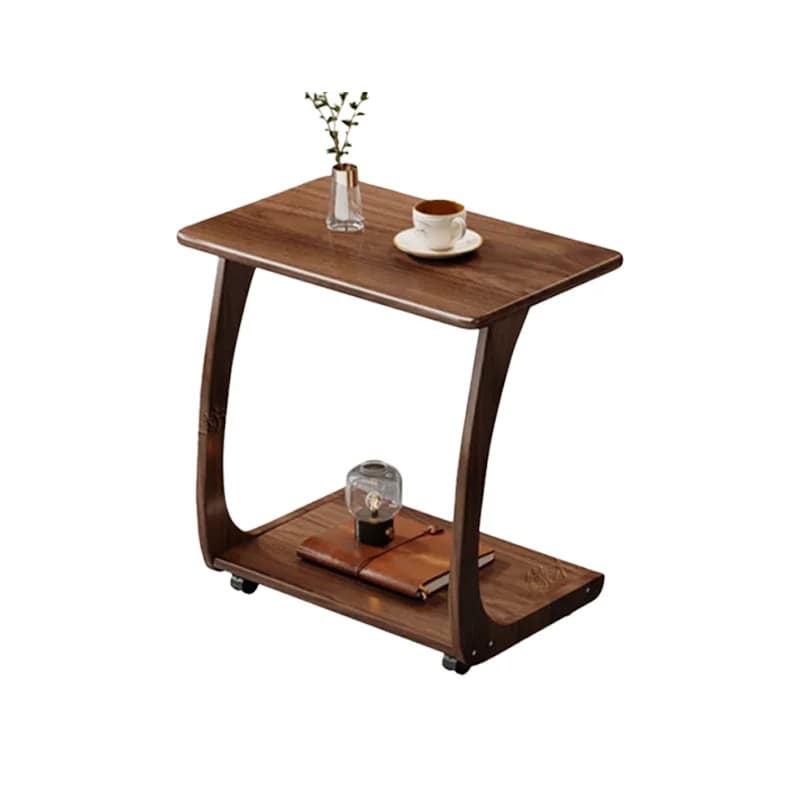#Modern Bentwood C-Shaped Side Table Minimalist Wood End Table for Living Room Sofa Coffee Laptop Desk with Magazine Rack
