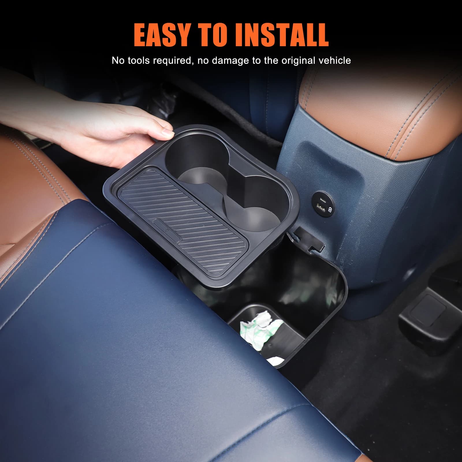 ABS Multi-Function Trash Can Maverick Accessories Trash Bin with Cup Holder Extra Rear Storage Box For Ford Maverick 2022-2024