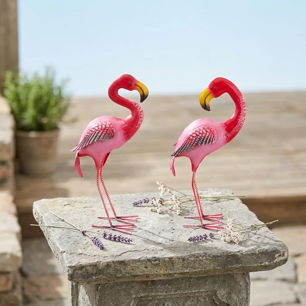 1PC GEEYANG Rustic Metal Flamingo Statues Indoor Outdoor Decor Perfect for Mother's Day Wedding Gifts Garden Yard Patio Lawn