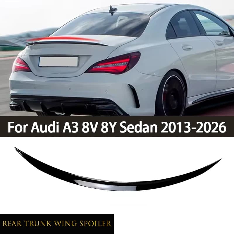 Car Exterior Tuning Rear Trunk Lid Spoiler Wing Stickers For Audi A3 8V 8Y Sedan 2013-2026 Auto Accessories