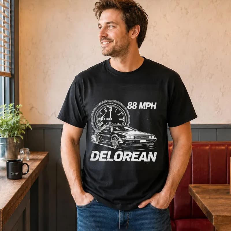 Back To The Future T‑Shirt Biff's Automotive Detailing Print Tees 0814 Hill Valley DeLorean 88MPH Time Machine Short Sleeve Tops
