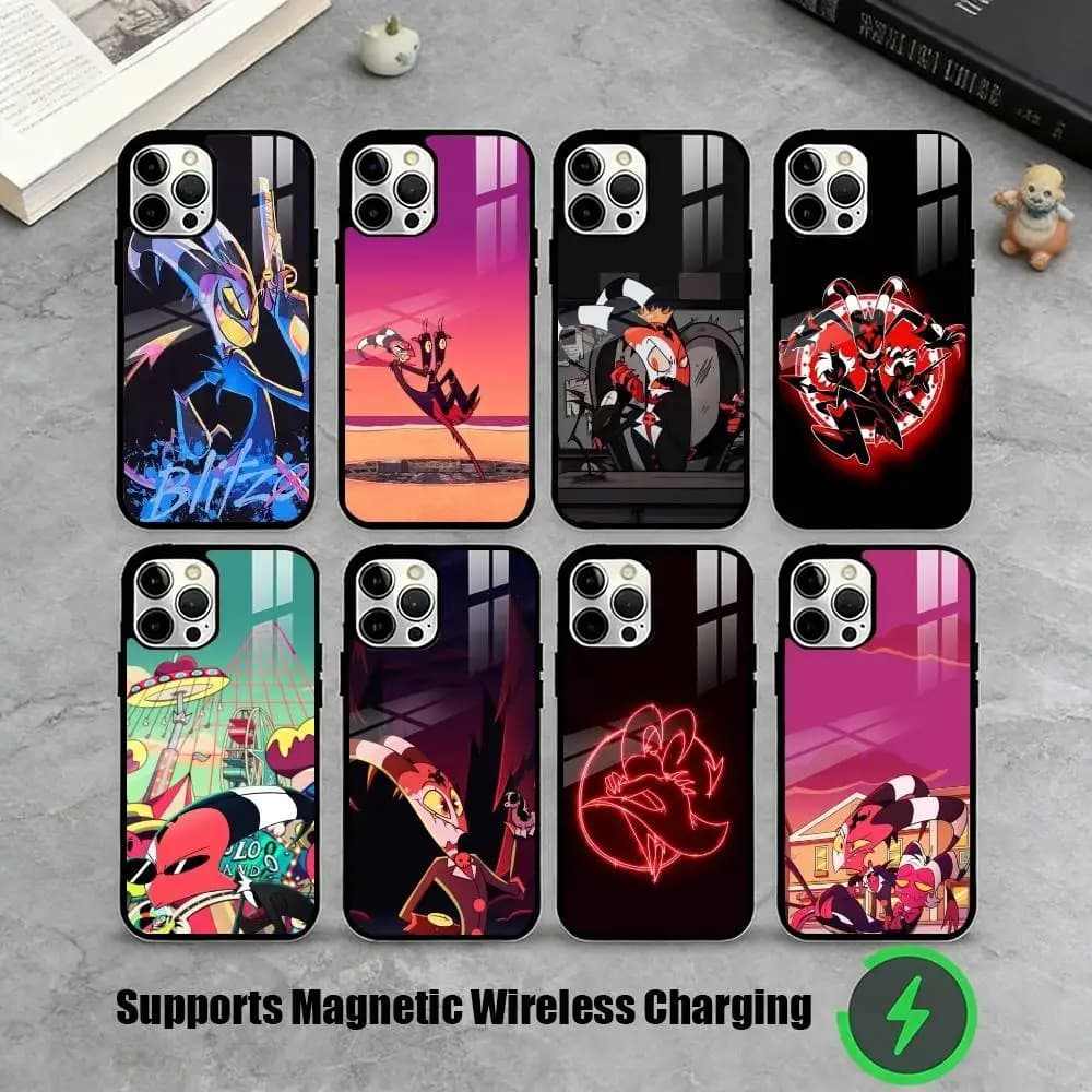Dark Animated Helluva Boss Blitzo  Phone Case For iPhone17,16,15,14,13,12,11 Plus,Pro Compatible with magnetic wireless charging