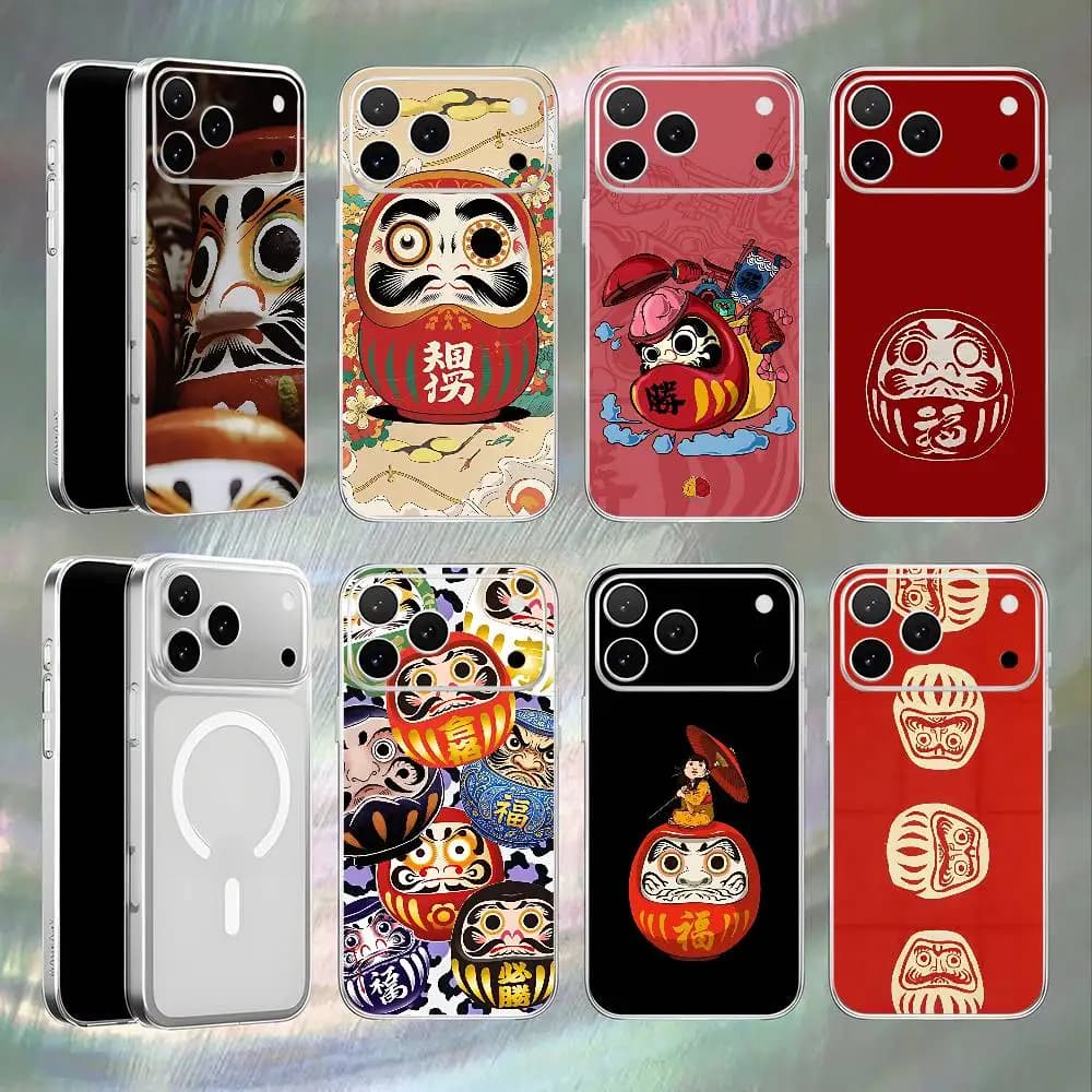 Daruma For iPhone 17,16,15,14,13,12,11,Pro,Max,Plus Transparent White Phone Case Magnetic Wireless Charging
