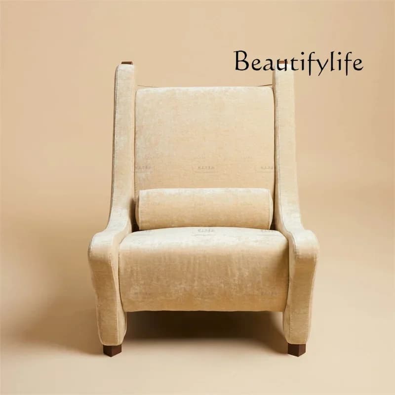 A44 bY French antique solid wood high backrest single with armrest sofa retro living room casual lazy chair