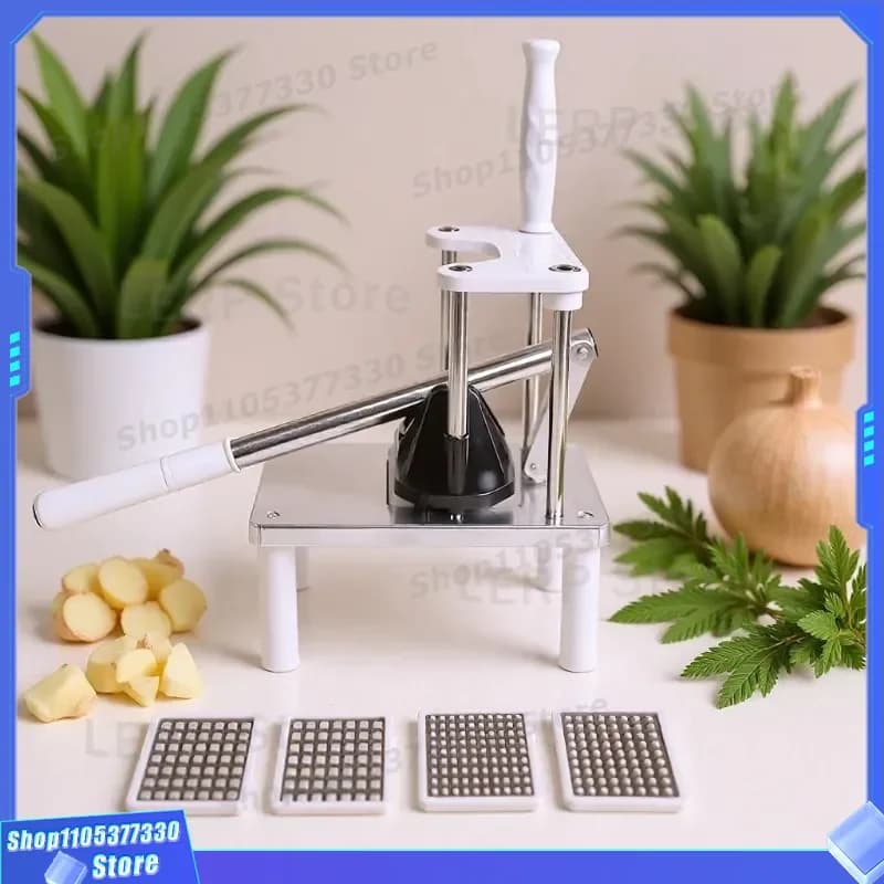 Multifunctional Vegetable Cutter Vertical Press Potato Slicer Four Blades French Fries Maker Kitchen Tool Manual Chipper