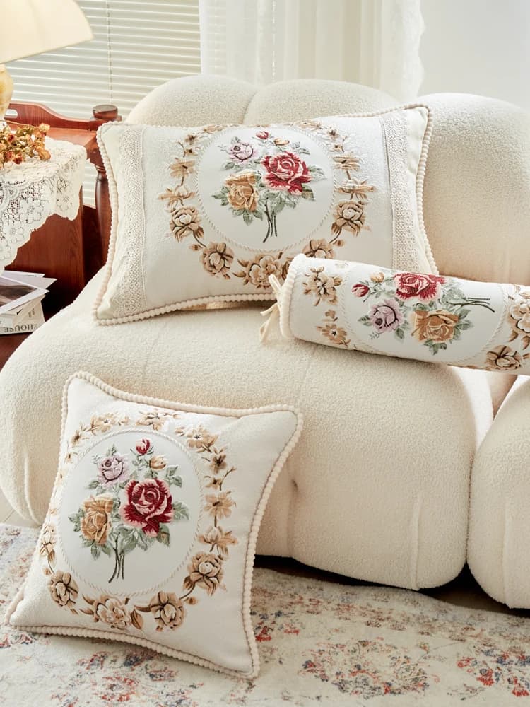 European -style Luxury Pillow Rectangular Square Sofa Bedroom Cushion Living Room Waist Back Pillow Cylindrical