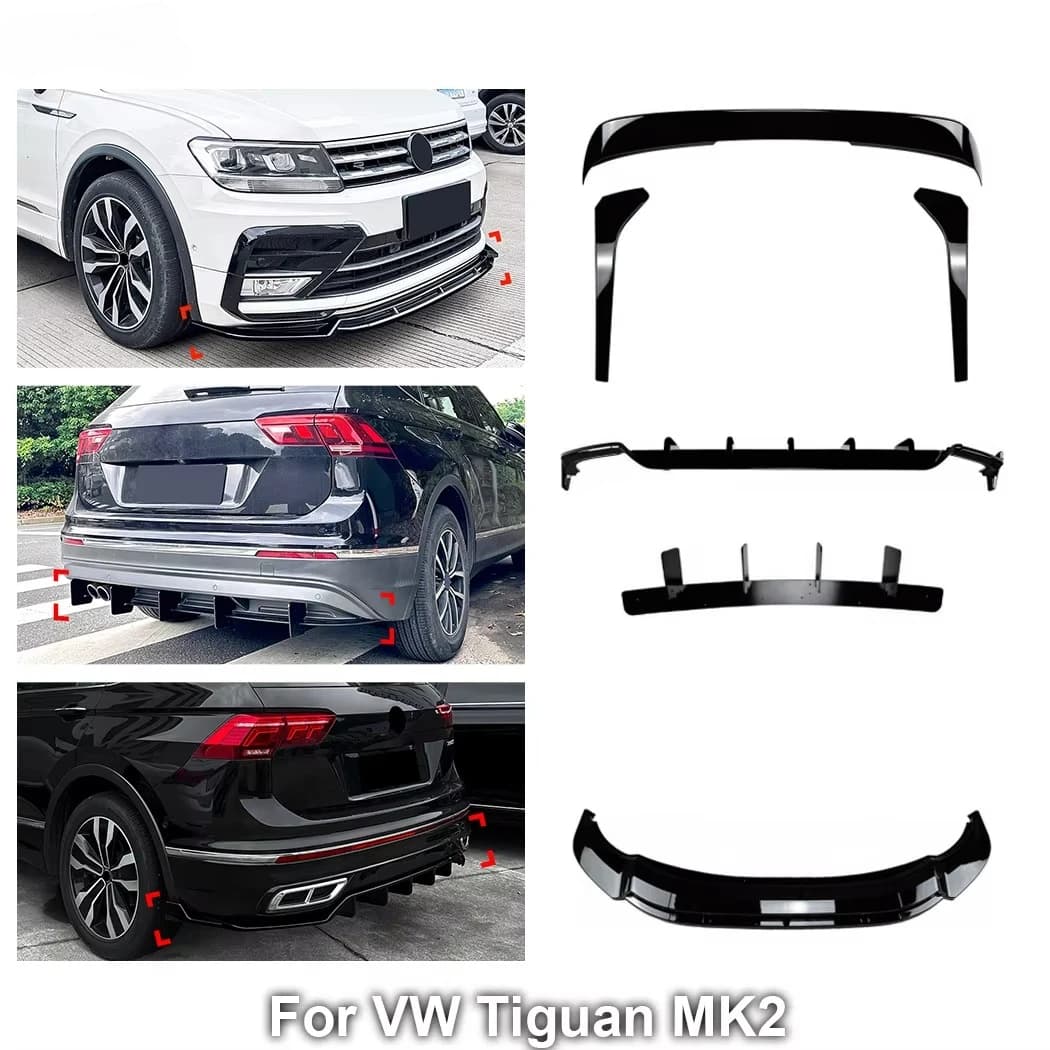 AMP-Z Car Body Kit for VW Tiguan MK2 Front Rear Bumper Lip Spliter Side Skirt Rear Wing Spoiler Diffuser