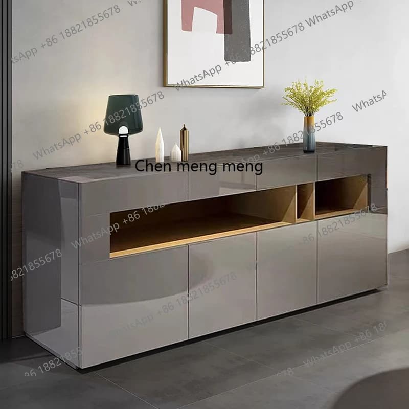 Modern light luxury solid wood dining side cabinet simple living room multi-functional locker Italian minimalist paint cabinet