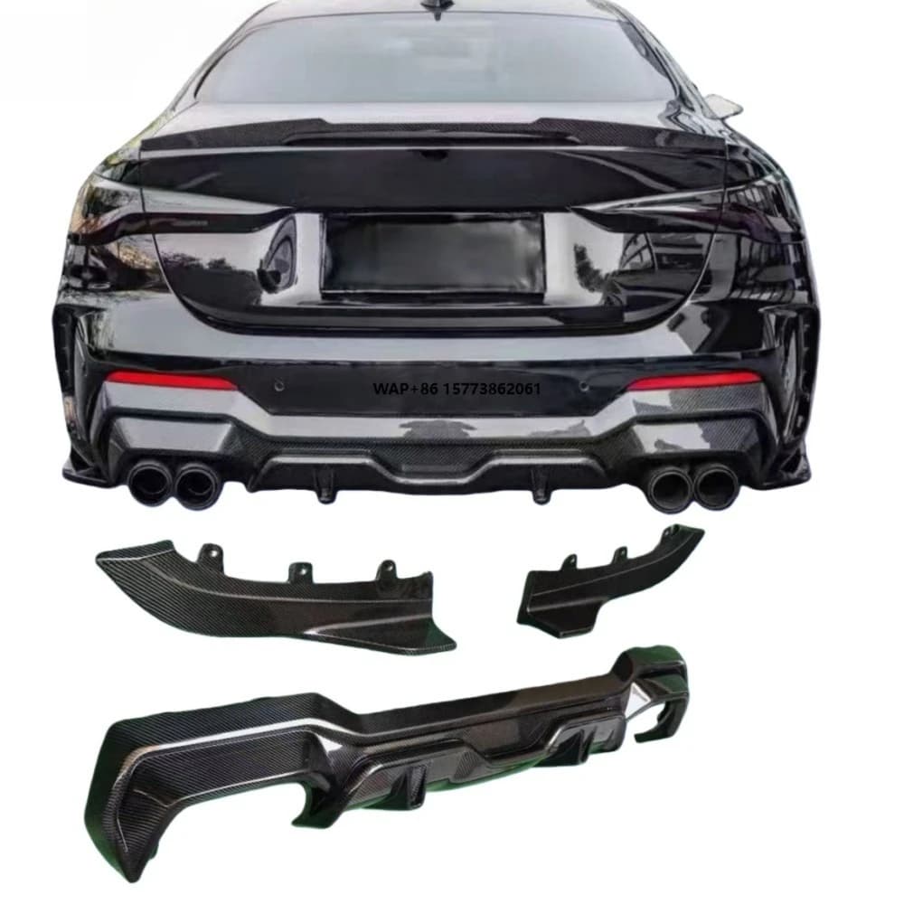 2021+For 4 Series G22/G23 2-Door SQ Style Wet Carbon Fiber Rear Lip