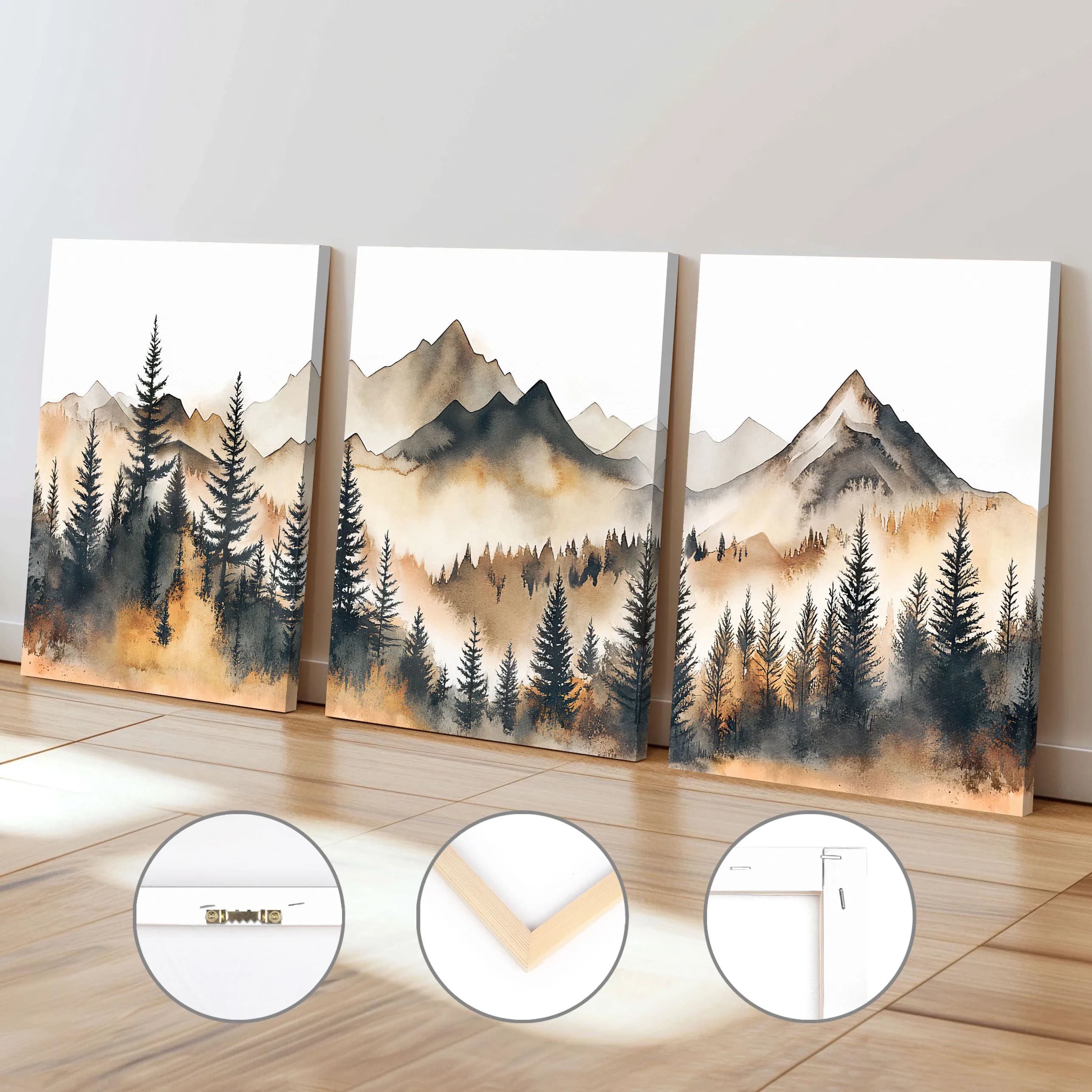 Romantic Trees and Mountains Landscape Poster Modern Landscape Wall Print Framed Canvas Painting Home Room Decor Perfect Gift