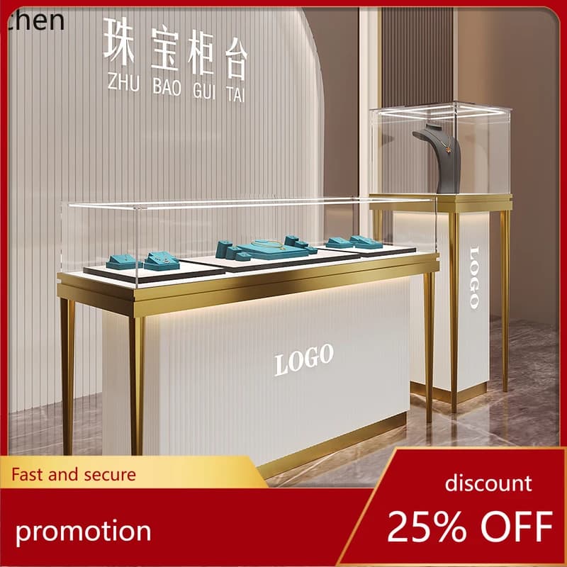 HXL Jewelry Display Cabinet Stainless Steel High-end Gold Jewelry Luxury Diamond Jade Watch Glass Counter