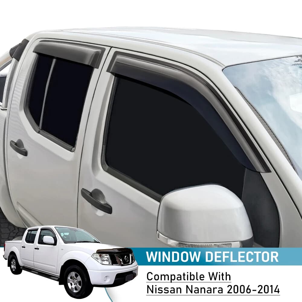 Window Deflector‌ Rain Guard For Nissan Navara D40 2006-2014 Side Window Deflectors Smoked Black 4PCS Double Cab Car Accessories