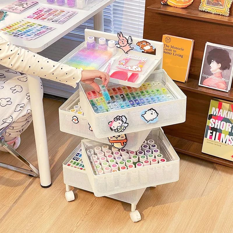 Storage trolley Rotatable installation-free particle sub-bottling rack Floor-to-ceiling multi-layer wheeled storage cabinet