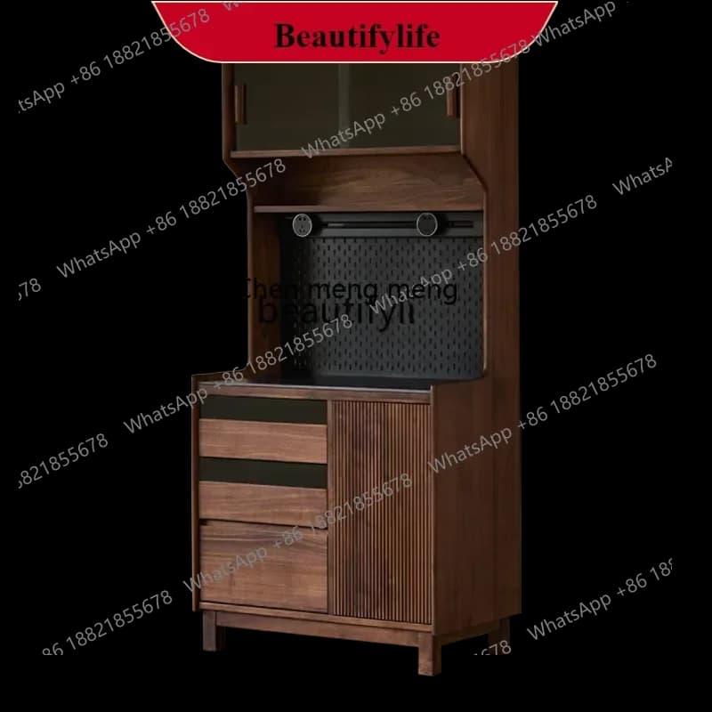 G153 North American black walnut solid wood side cabinet Nordic rock slab integrated wall kitchen locker