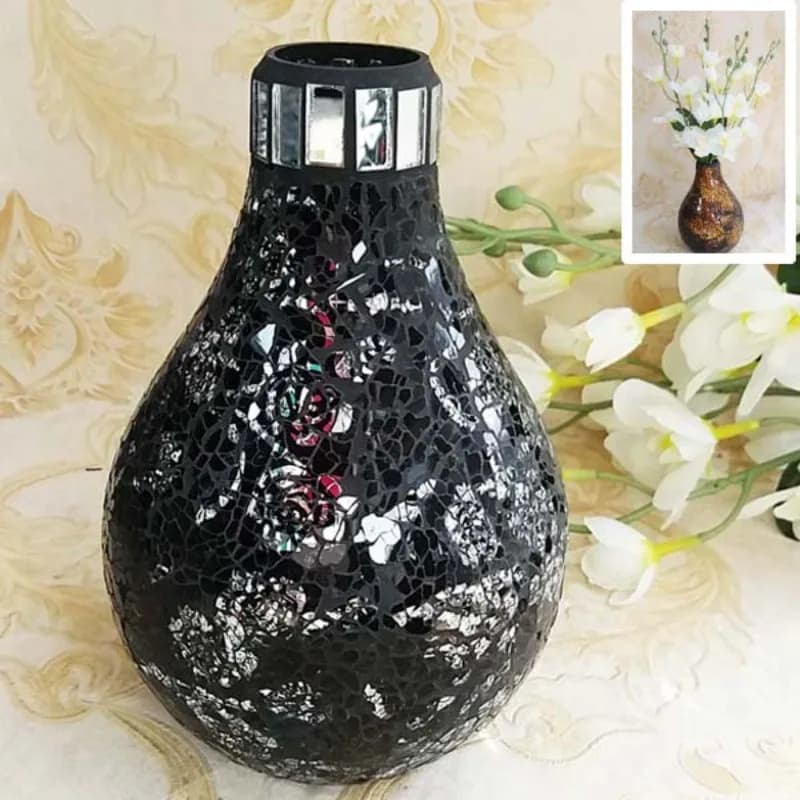 European Style Vase Personalized Single Branch Small Mouth Flower Arrangement Creative Color Glass Mosaic Vases Home Decor