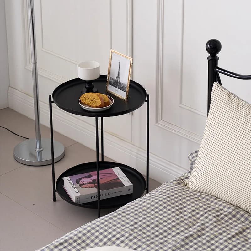 Nordic Minimalist Iron Side Table Small Round Coffee Table High Strength Plastic End Table Living Room Bedroom Home Furniture