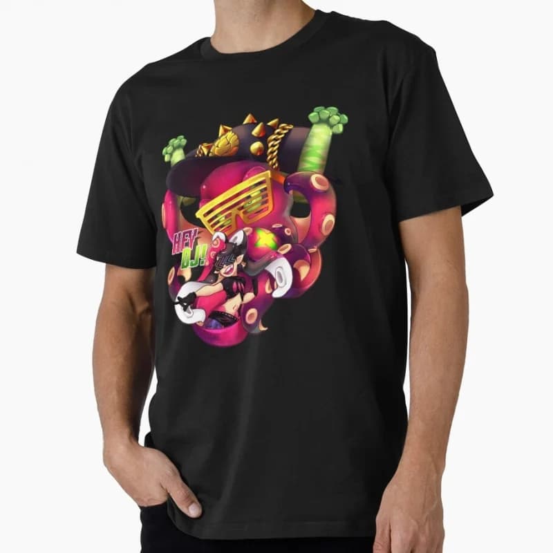 Hey DJ! 0501 Cartoon Video game Splatoon Gift T-Shirt for gamer 100% Cotton y2k clothing Short-Sleeve Tee All Size Tops