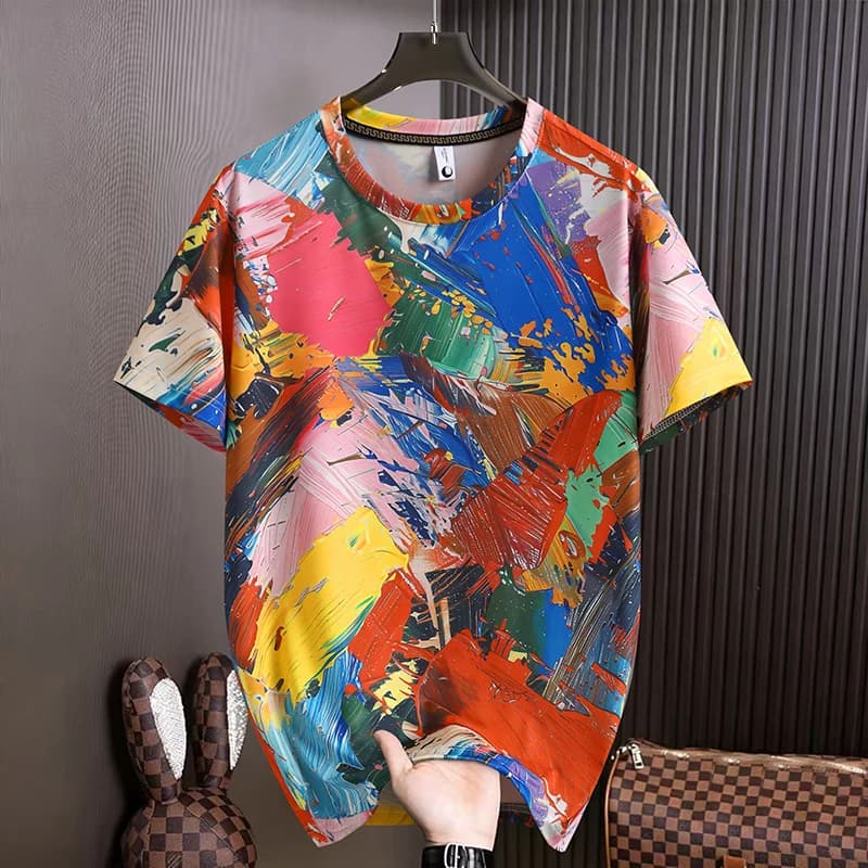 2026 Summer New Men's Polo Shirt Silk Short-Sleeved T-shirt