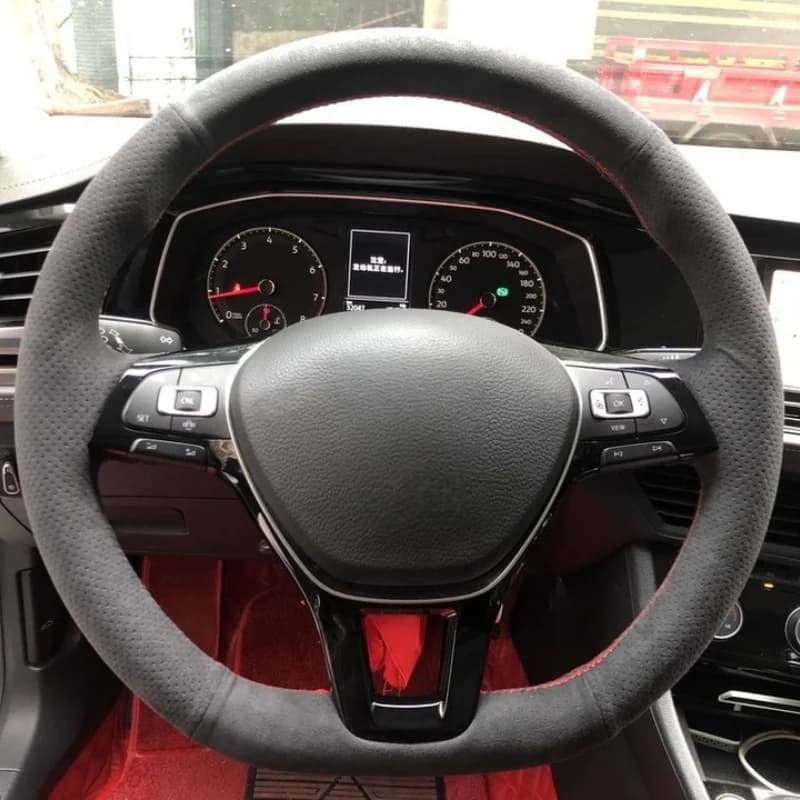 Customized Mk7 New Polo Jetta Passat B8 Tiguan Sharan Carbon Fiber Suede Braid Car Steering Wheel Cover For Volkswagen VW Golf 7