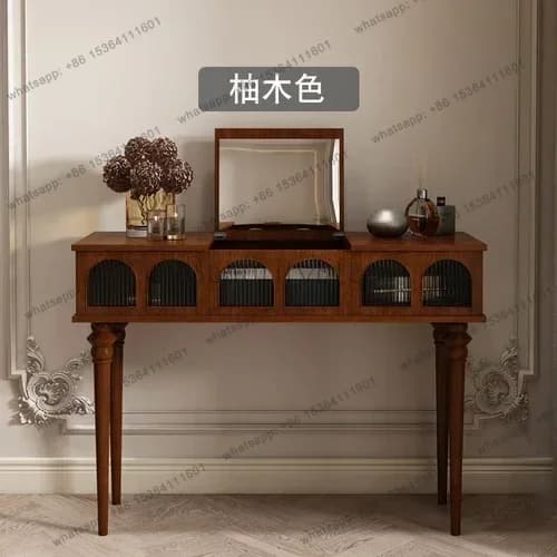 American Retro Solid Wood Flip Dresser Modern French Bedroom Changhong Glass Dressing