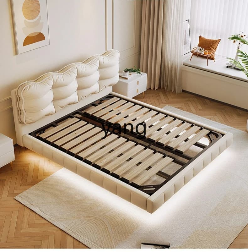 LTT French Cream Wind Suspension Modern Simple Light Luxury Master Bedroom Cloud Fabric Bed