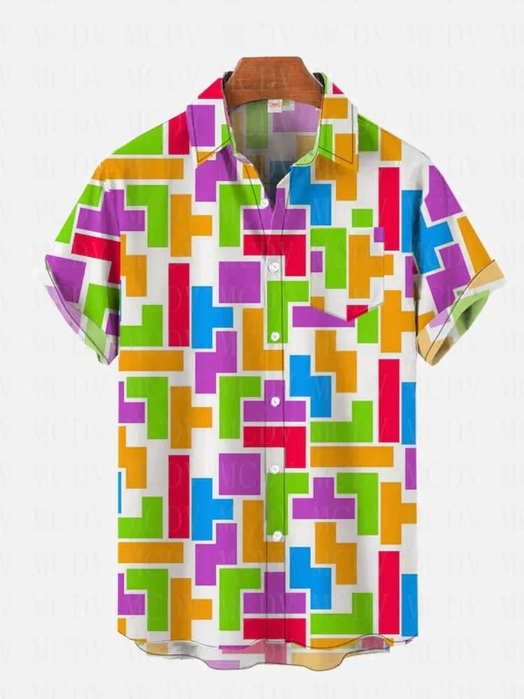 Tie-Dye Colorful Ink Spill Printed Short Sleeve Shirt Hawaiian Shirts Summer Women For Men Tops