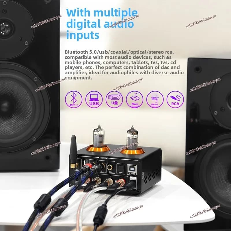 Bluetooth 5.0 Vacuum Tube 200W Power Amplifier, Fiber Coaxial Computer USB