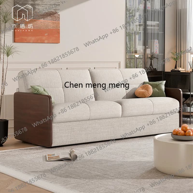 Flip sofa bed with mattress type folding small apartment with solid wood that can sleep for a long time