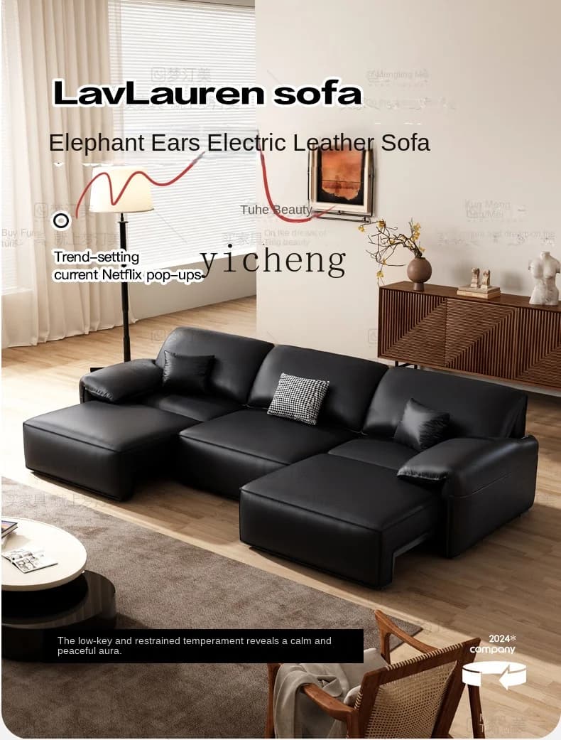 Minimalist Electric Sofa Retractable Living Room Small Apartment Leather Sofa
