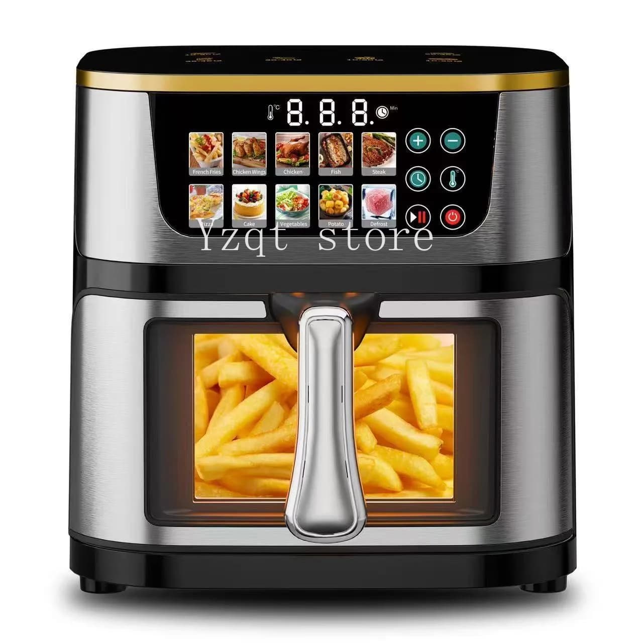 Cross-border multi-functional electric oven 10L capacity visual smart home automatic air fryer metal liner