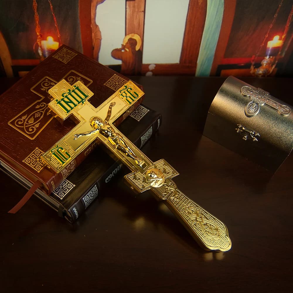 HTISOK Orthodox Cross Jesus crucifix Blessing Cross Articulos Religiosos Home Orthodox Church Decoration Religious Supply & Gift