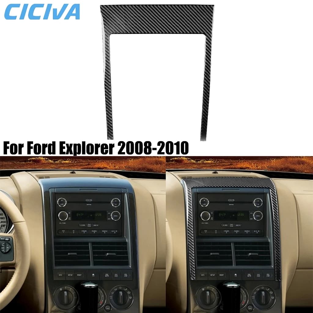 For Ford Explorer 2008-2010 Carbon Fiber Dashboard Center Console Radio Frame Decorative Interior Car Accessories Cover Sticker