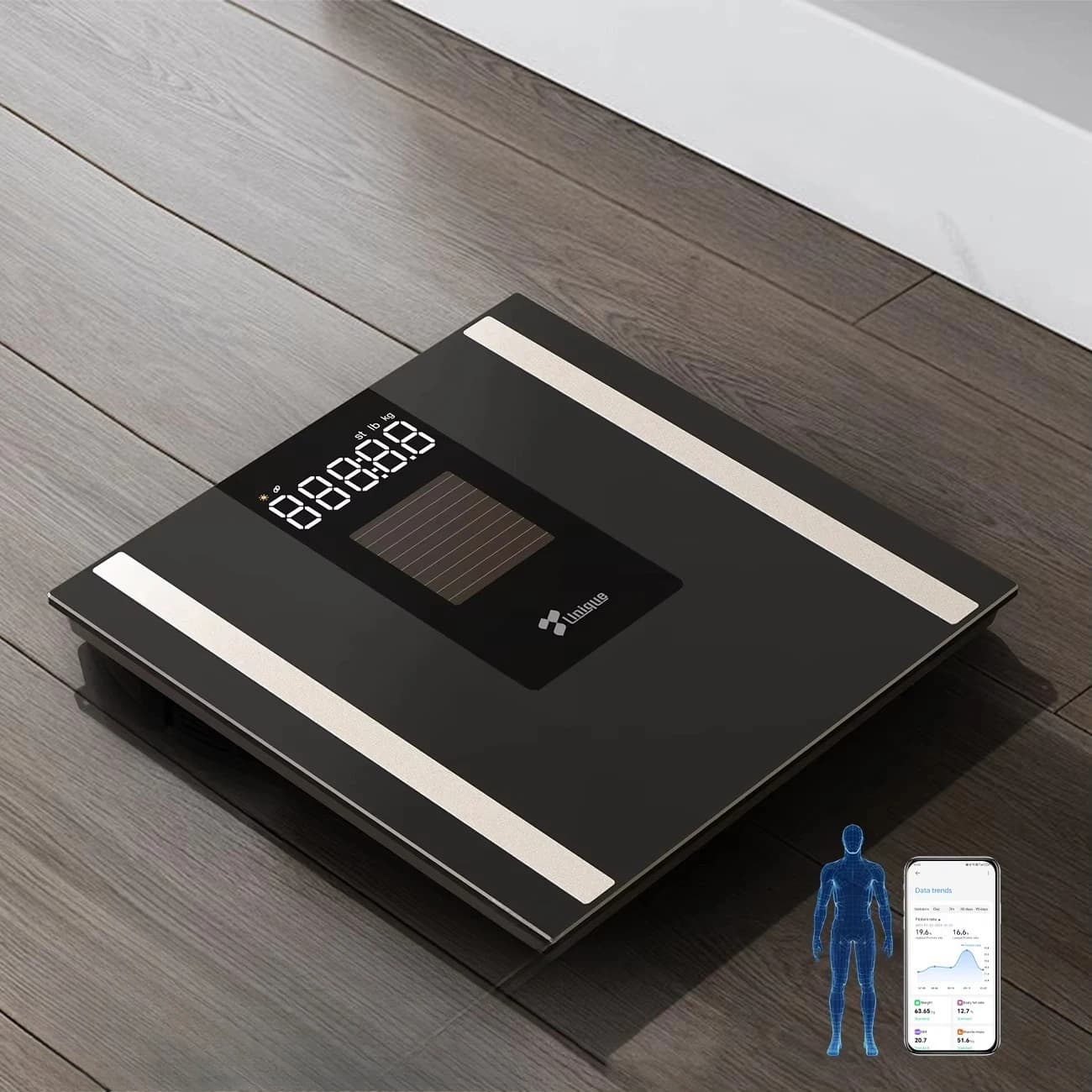 Supplier Photovoltaic Smart Digital Body Fat Scale with for Body Composition Analysis Solar Battery Powered