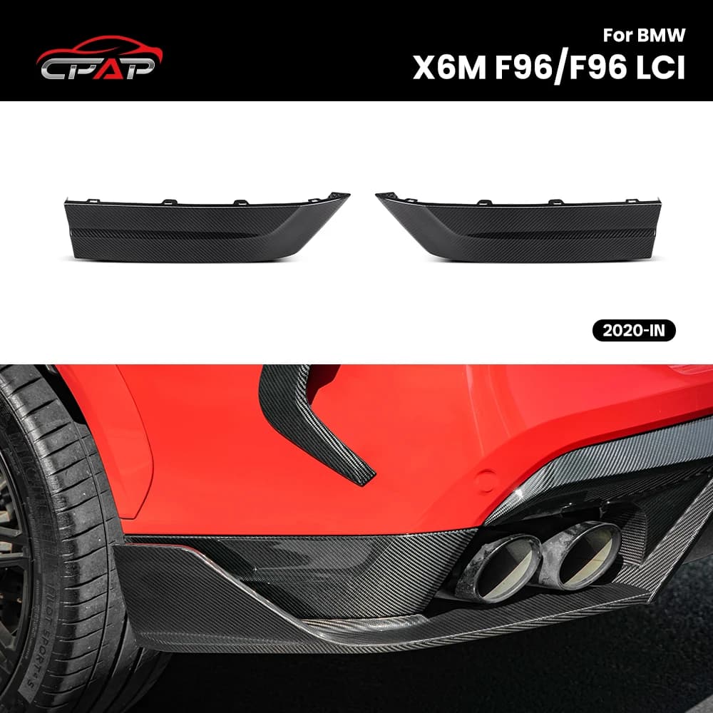 Real Dry Carbon Fiber Car Rear Splitter Bumper Diffuser Cover Trim For BMW X6M F96/F96 LCI OEM Style 2020-IN