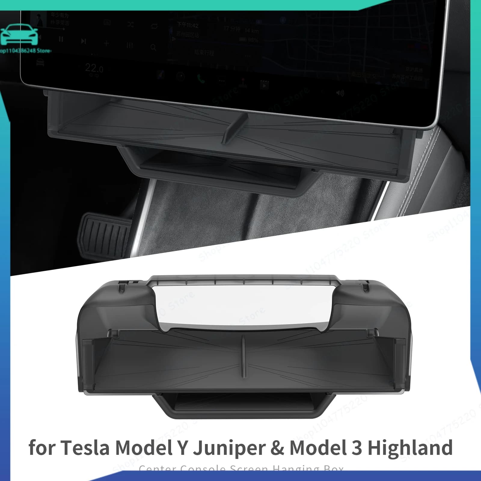 Car Storage Box Hidden Storage Organizer Under Central Control Screen Tray For Tesla Model YL/Y Juniper/Model 3 Highland 2025