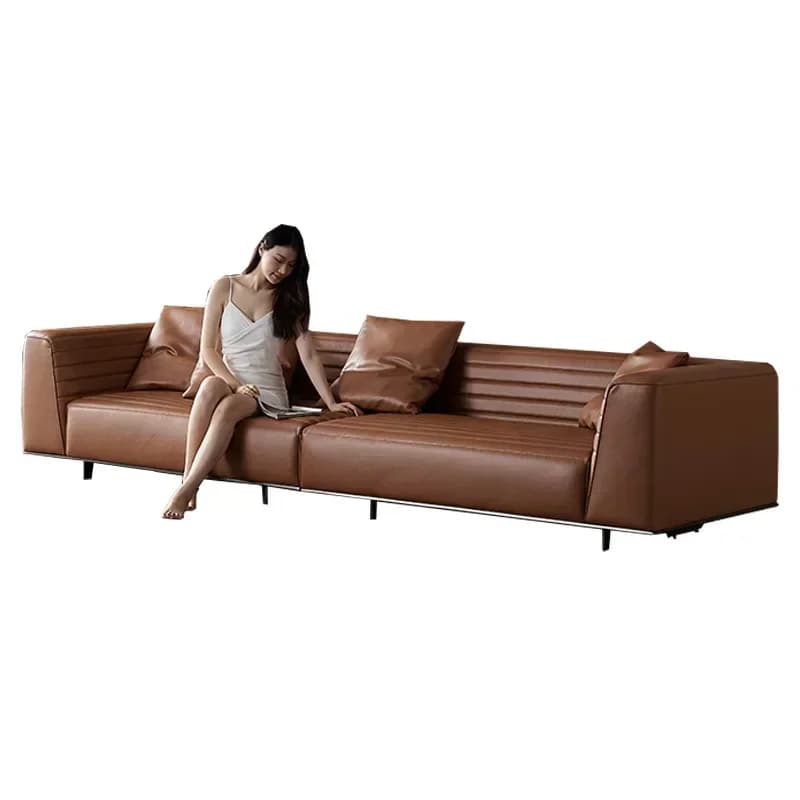 Leather sofa Italian minimalist first layer cowhide