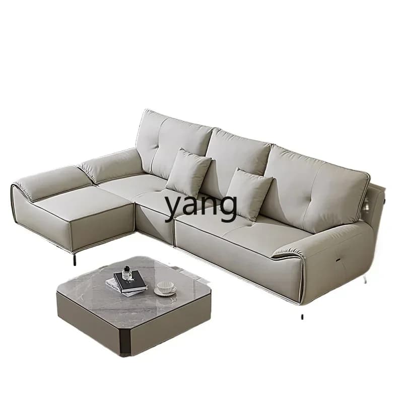 LH living room high-end atmospheric light luxury cream wind straight row leather sofa