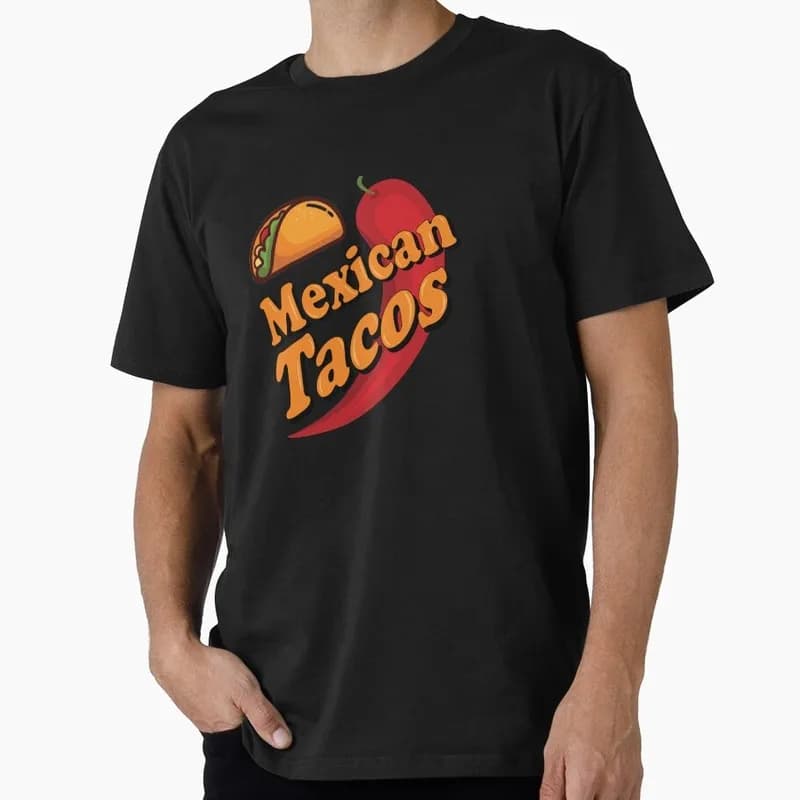 Funny Mexican Street Food Taco Graphic T Shirt 0912 Retro Dark Humor Mexican Culture Halloween Alternative Art Tee S-6XL