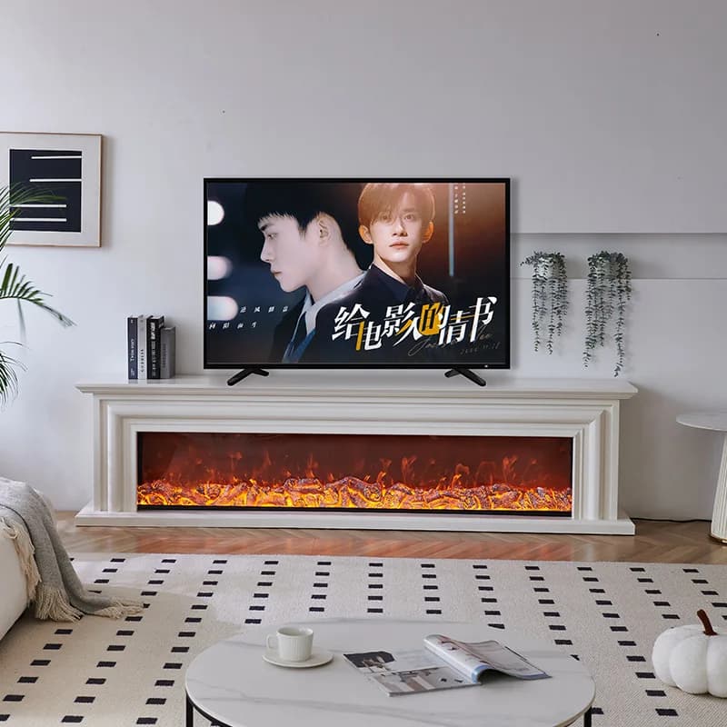 Ornament European Tv Cabinet Simulated Flame Long Living Room Tv Cabinet Fireplace Luxury White Mueble De Tv Furniture For Home