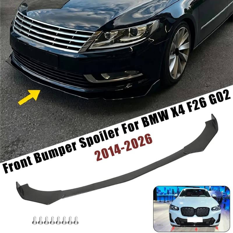 Sport Front Bumper Splitter Spoiler Lip For BMW X4 F26 G02 2014-2026 5Pcs Adjustable Sectional Car Exterior Tuning Body Kit