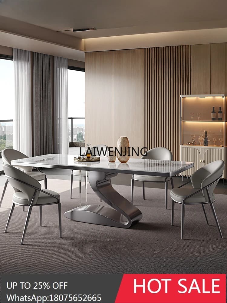 MJY rock slab simple household high-end luxury stone rectangular Italian minimalist dining table
