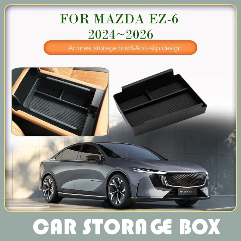 Car Storage Box For Mazda EZ-6 6e J90A 2024 2025 2026 2027 Anti-dirty Covers Armrest Box Wireless Charging Pads Auto Accessories