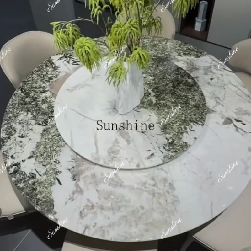 High-end villa large flat-floor pure natural luxury stone large round table  FT