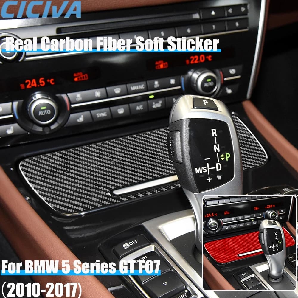Carbon Fiber Car Accessories Ashtray Trim Cover Soft Sticker For BMW 5 Series GT F07 2010 2011 2012 2013 2014 2015 2016 2017