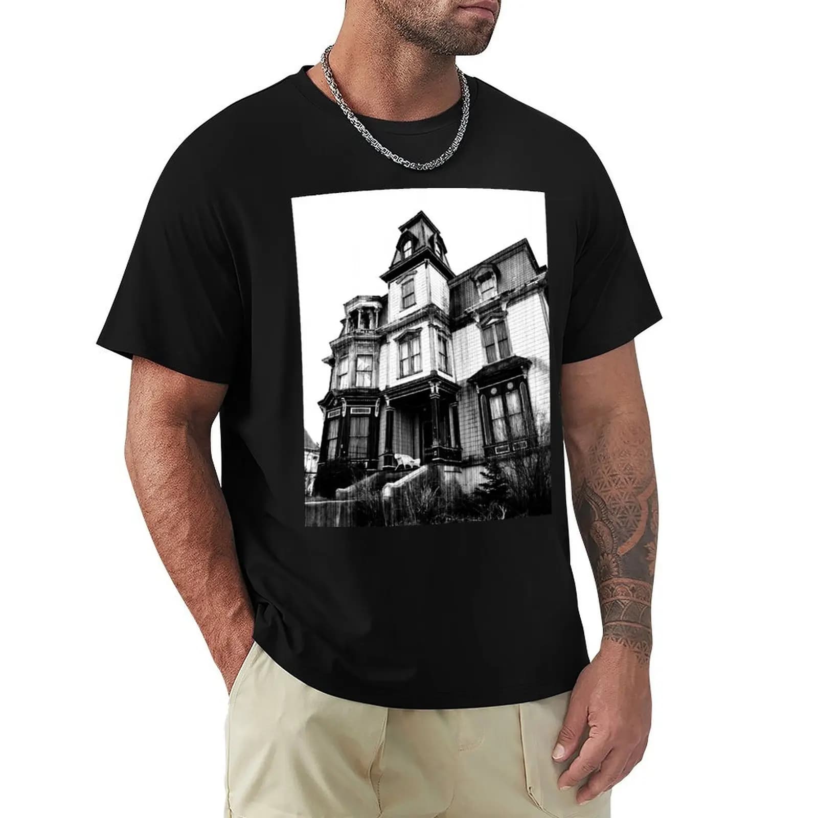 SK Pierce Haunted Victorian Mansion Gardner, MA T-Shirt Work Wear Short Sleeve T-Shirt