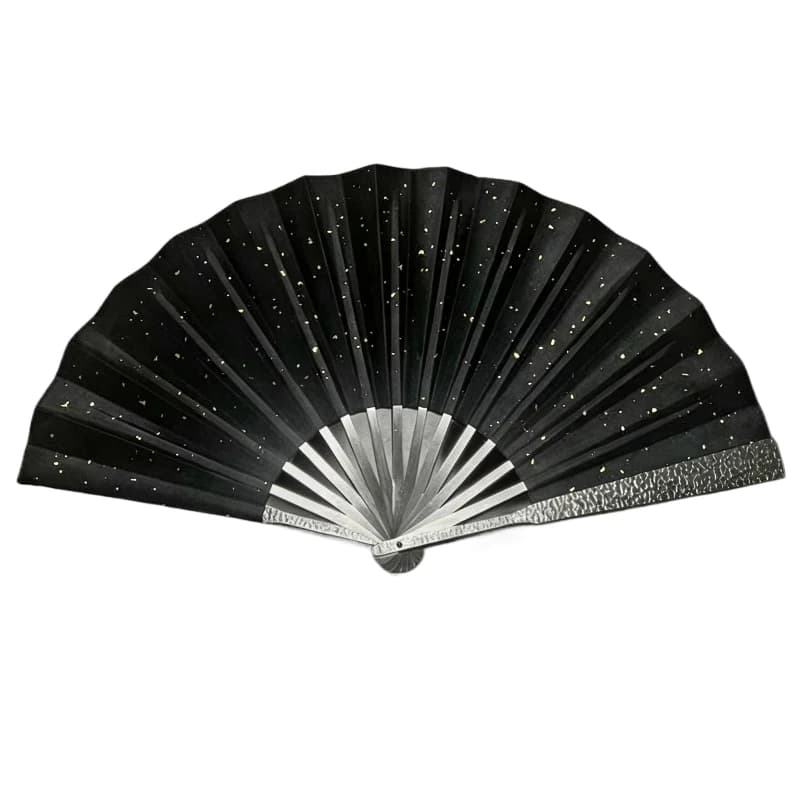 All Metal Steel Folding Fan Dragon Pattern Gold Foil Silk Surface Self Defense Collectible Daily Fan for Men Gift Home Office