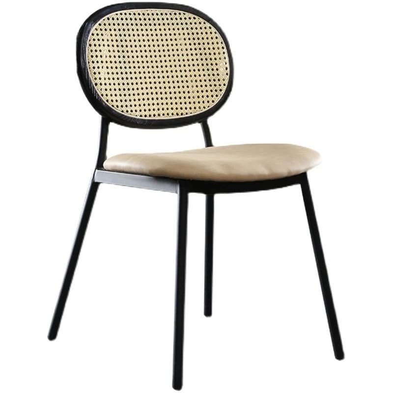 Nordic rattan dining chair backrest wrought iron chair makeup  computer