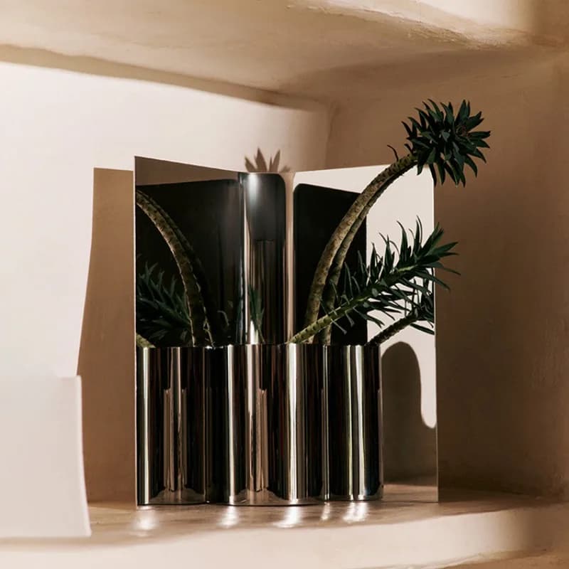 Simple modern stainless steel mirror flower ware, creative art living room dining table entrance ornament flower arrangement